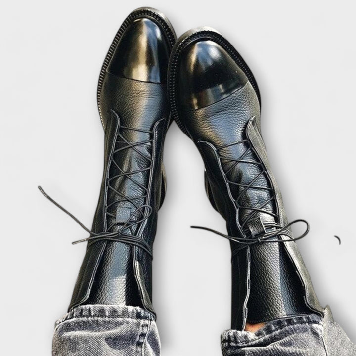 Gabriela | Bottes en Cuir Synthétique Noir de Haute Qualité