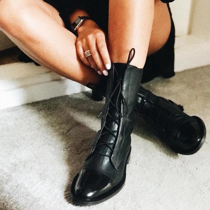 Gabriela | Bottes en Cuir Synthétique Noir de Haute Qualité
