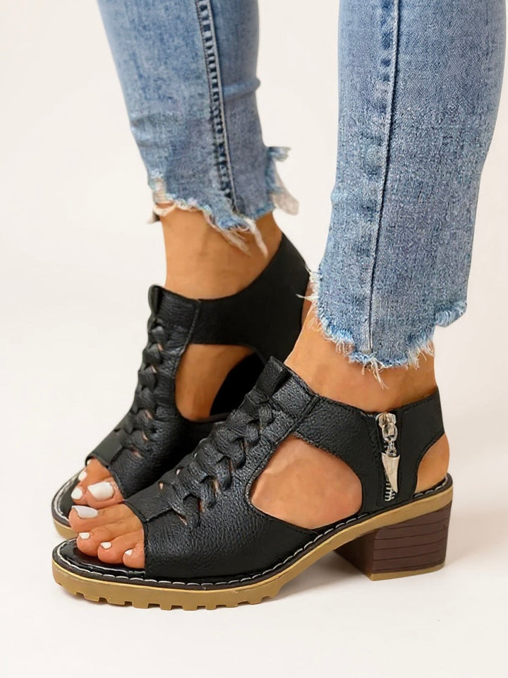 Elena | Sandales à Talons Hauts avec Fermeture Éclair