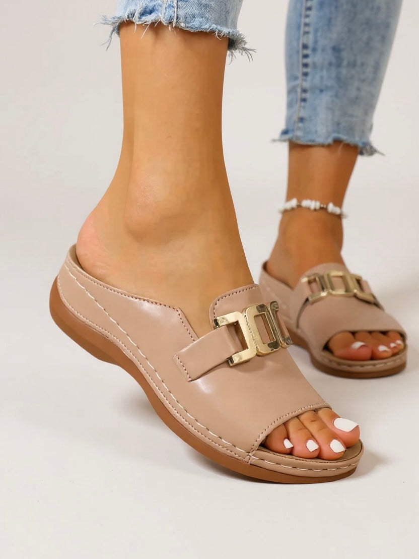 Lena | Sandales à Glissière avec Boucle Dorée