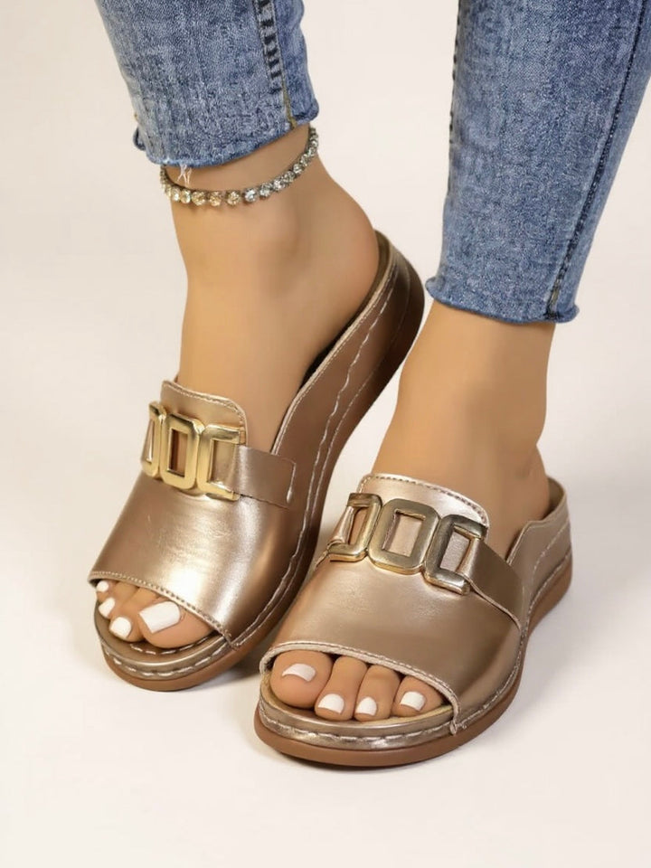 Lena | Sandales à Glissière avec Boucle Dorée
