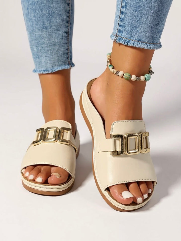 Lena | Sandales à Glissière avec Boucle Dorée