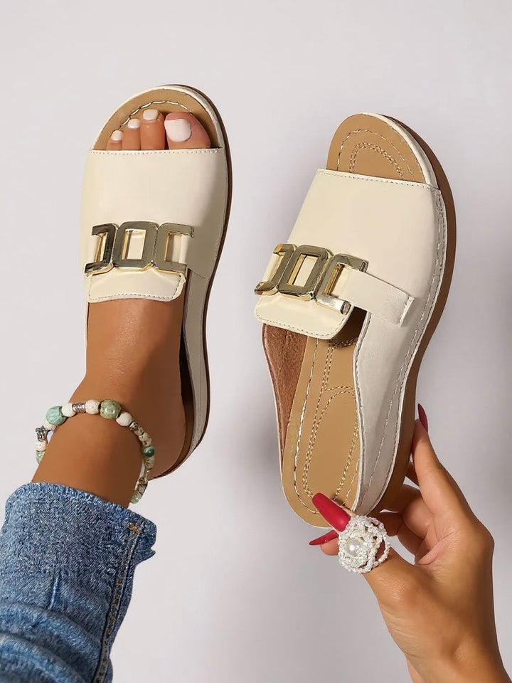 Lena | Sandales à Glissière avec Boucle Dorée