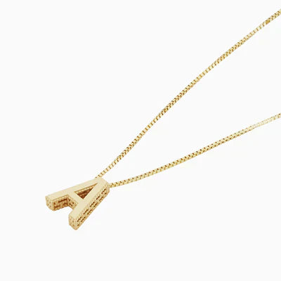 Collier avec initiales et l'inscription "Lettre d'amour" | Doré
