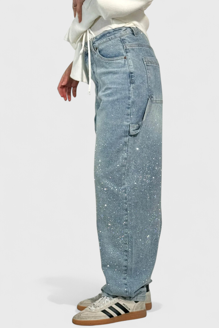 Dariya | Jean Cargo Balloon avec Brillance et Applications de Strass