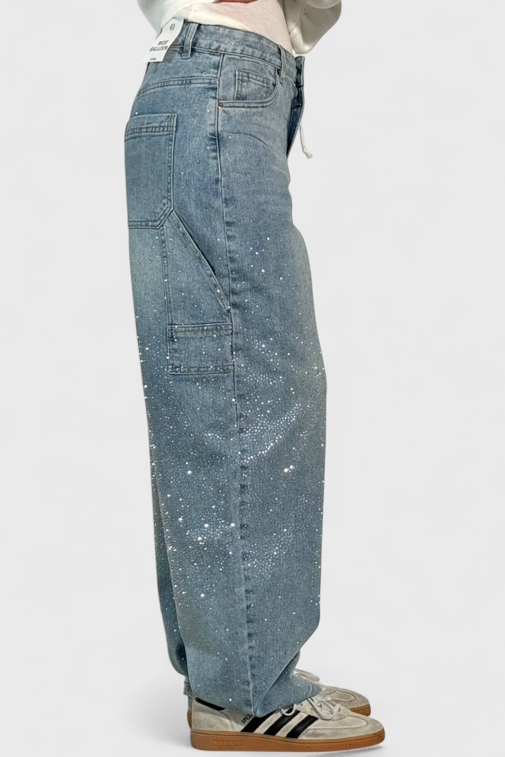 Dariya | Jean Cargo Balloon avec Brillance et Applications de Strass