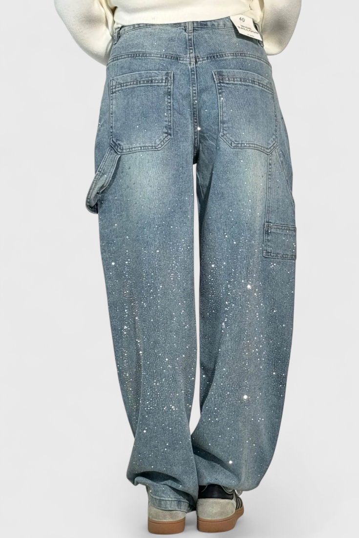 Dariya | Jean Cargo Balloon avec Brillance et Applications de Strass