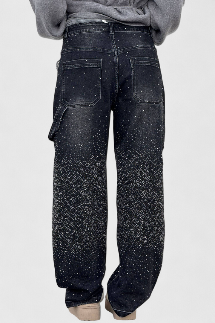 Dariya | Jean Cargo Balloon avec Brillance et Applications de Strass