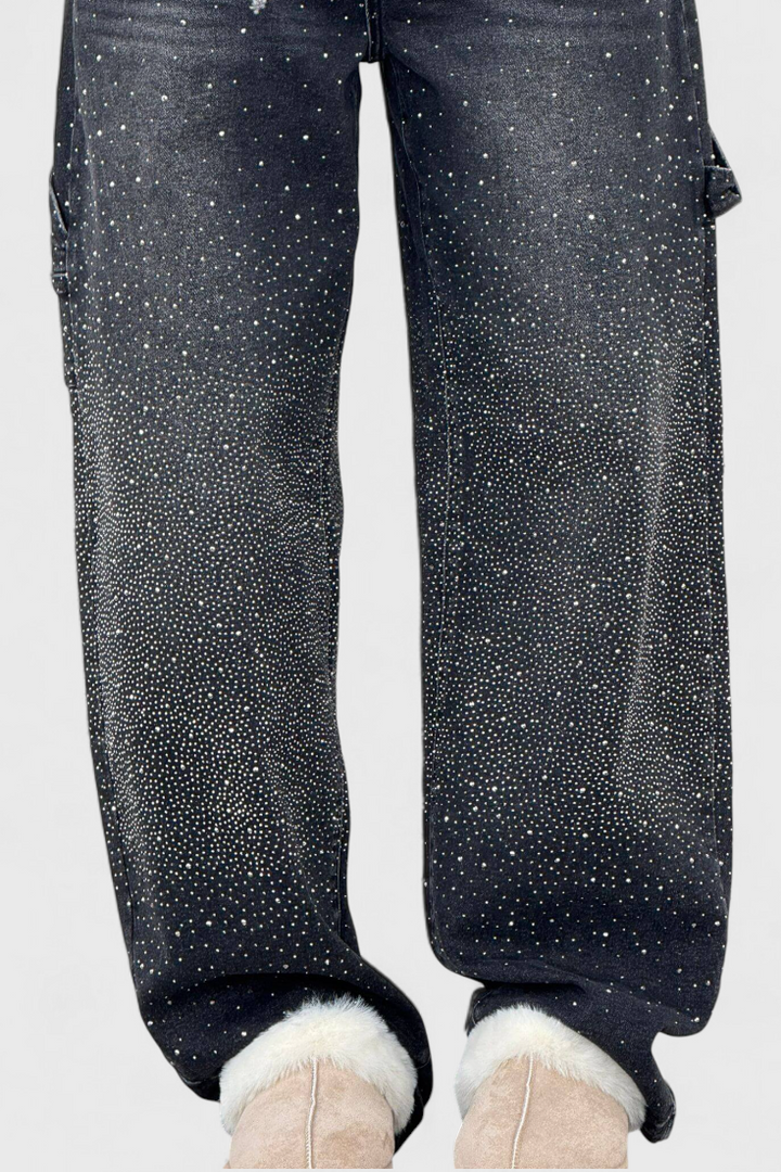 Dariya | Jean Cargo Balloon avec Brillance et Applications de Strass