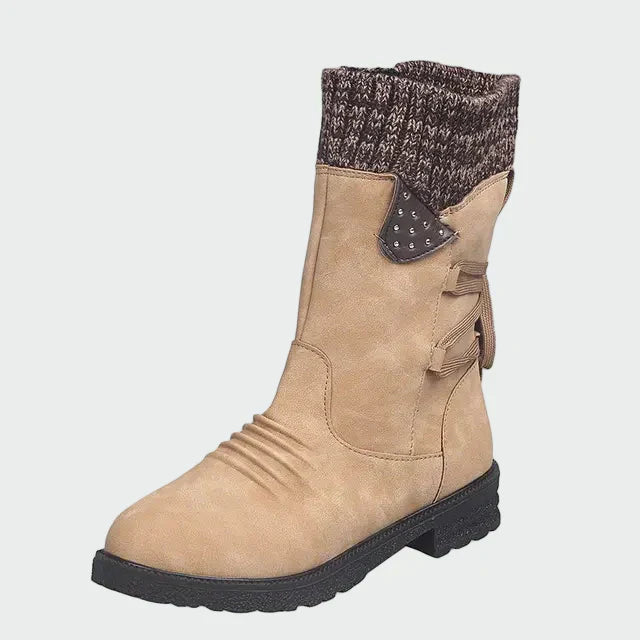 Victoria | Bottines En Suède Bleus Avec Détail Tricoté