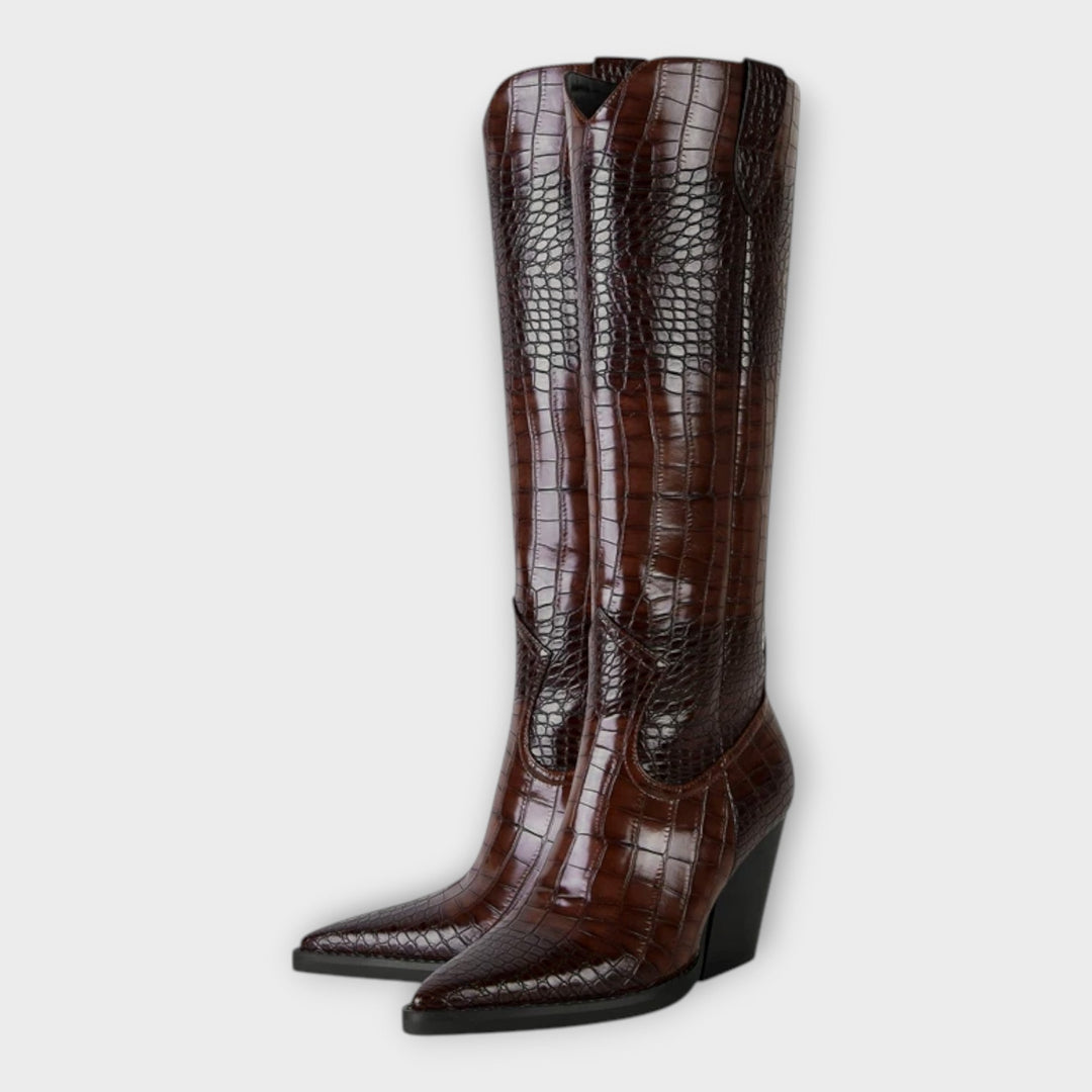 Camila | Bottes avec Design Croco et Talon Élégant Quotidien
