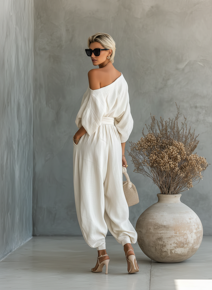 Ensemble en Lin Blanc Cassé