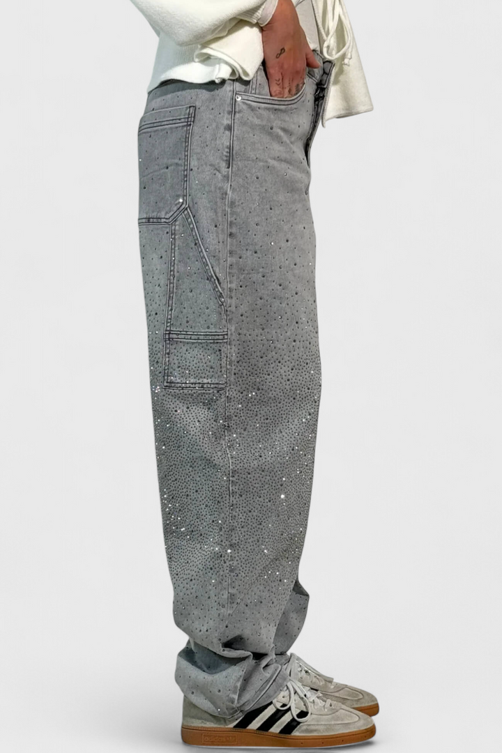 Dariya | Jean Cargo Balloon avec Brillance et Applications de Strass