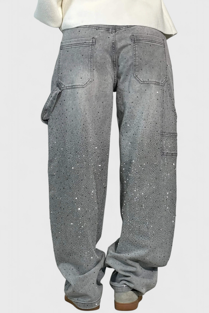 Dariya | Jean Cargo Balloon avec Brillance et Applications de Strass