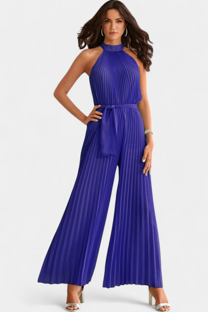 Patrizia | Mono Palazzo Plissé avec Col Halter