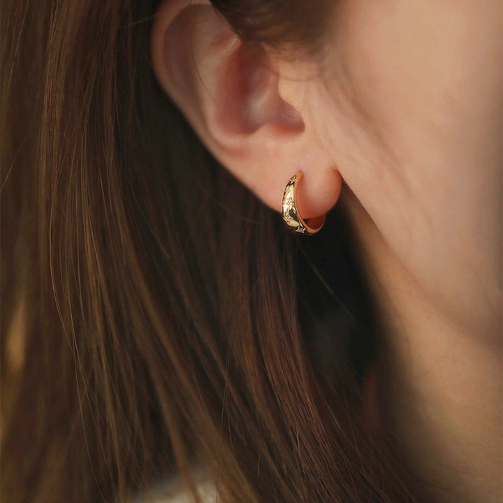 Boucles d'Oreilles de Luxe en Doré et Argenté