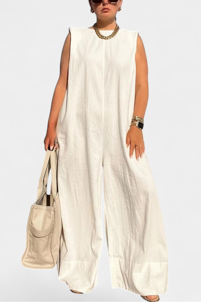 Airla | Combinaison Mono Oversize sans Manches à Jambes Larges