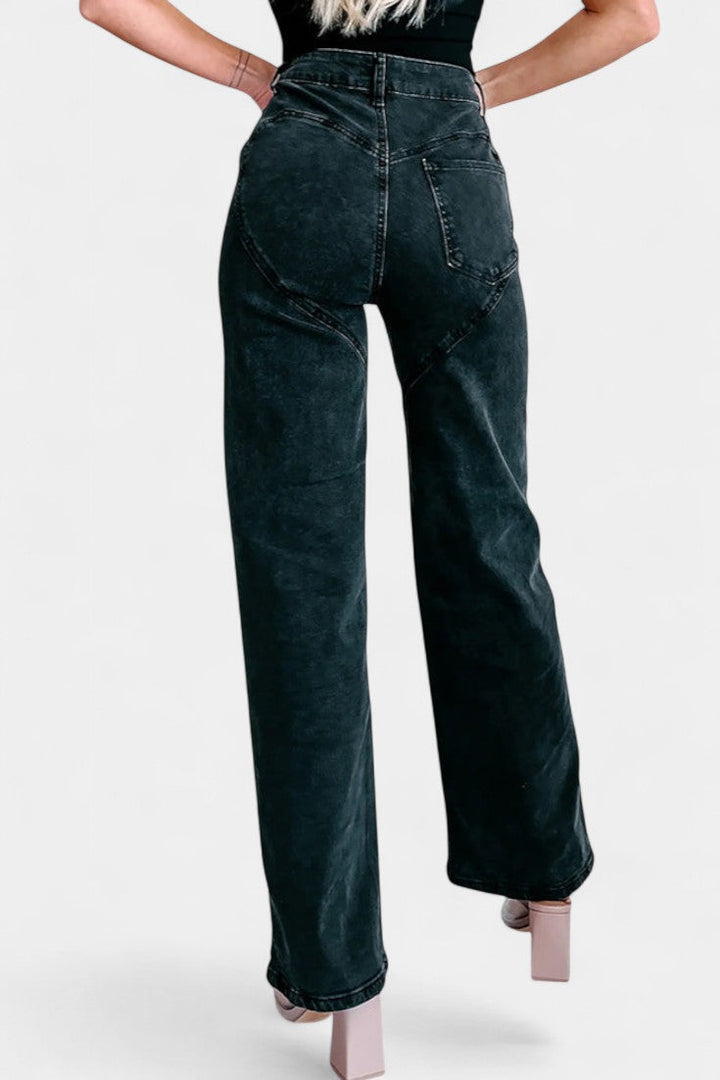 Evian | Jeans Ripped Straight-Leg avec Rhinestones