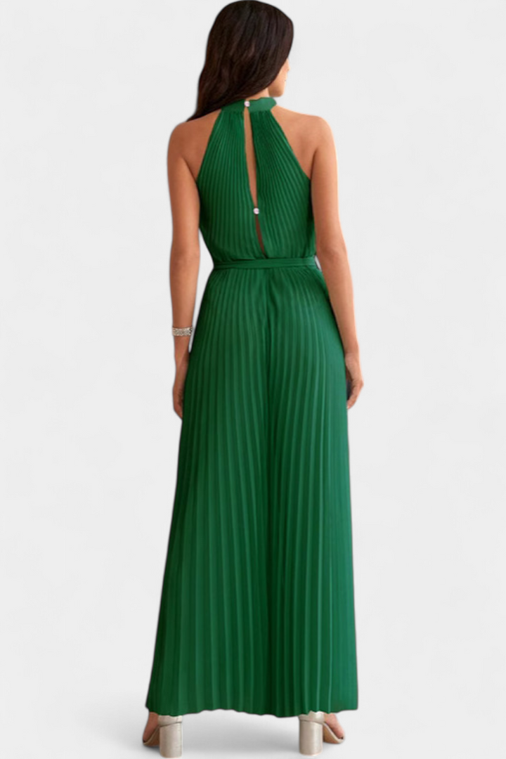 Patrizia | Mono Palazzo Plissé avec Col Halter