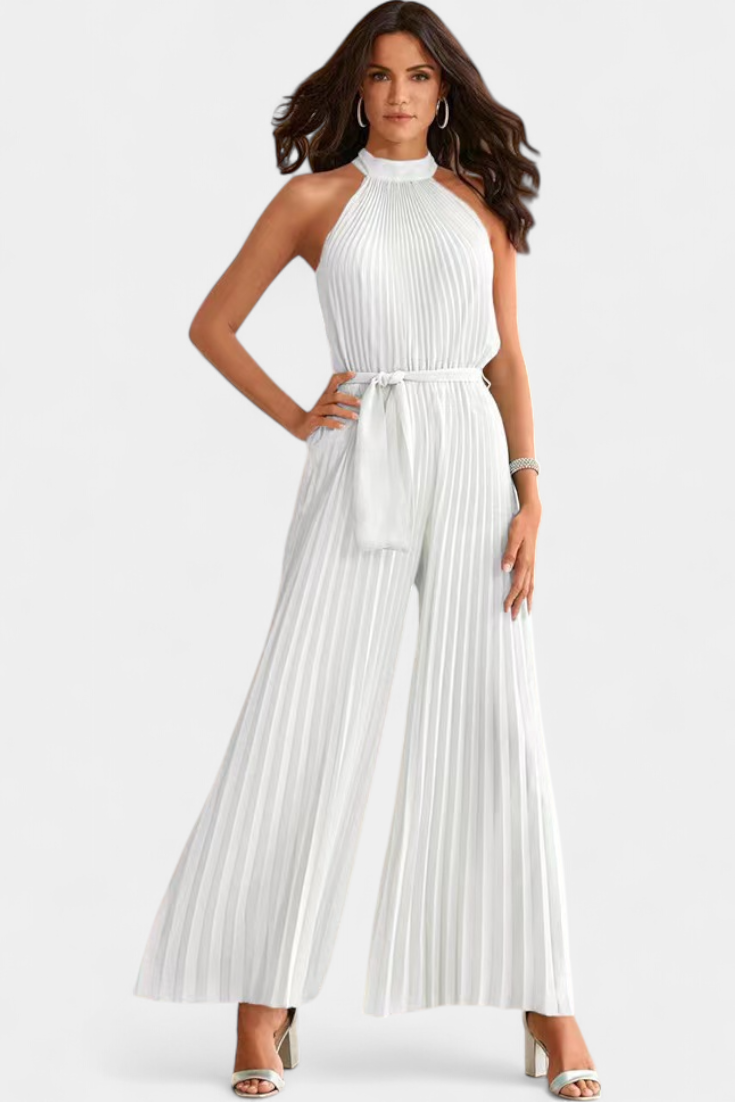 Patrizia | Mono Palazzo Plissé avec Col Halter