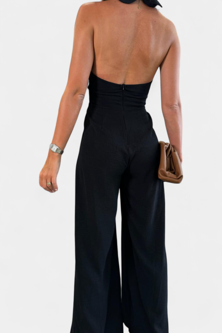 Jessica | Mono Halter Croisé sans Dos et Pantalon Large