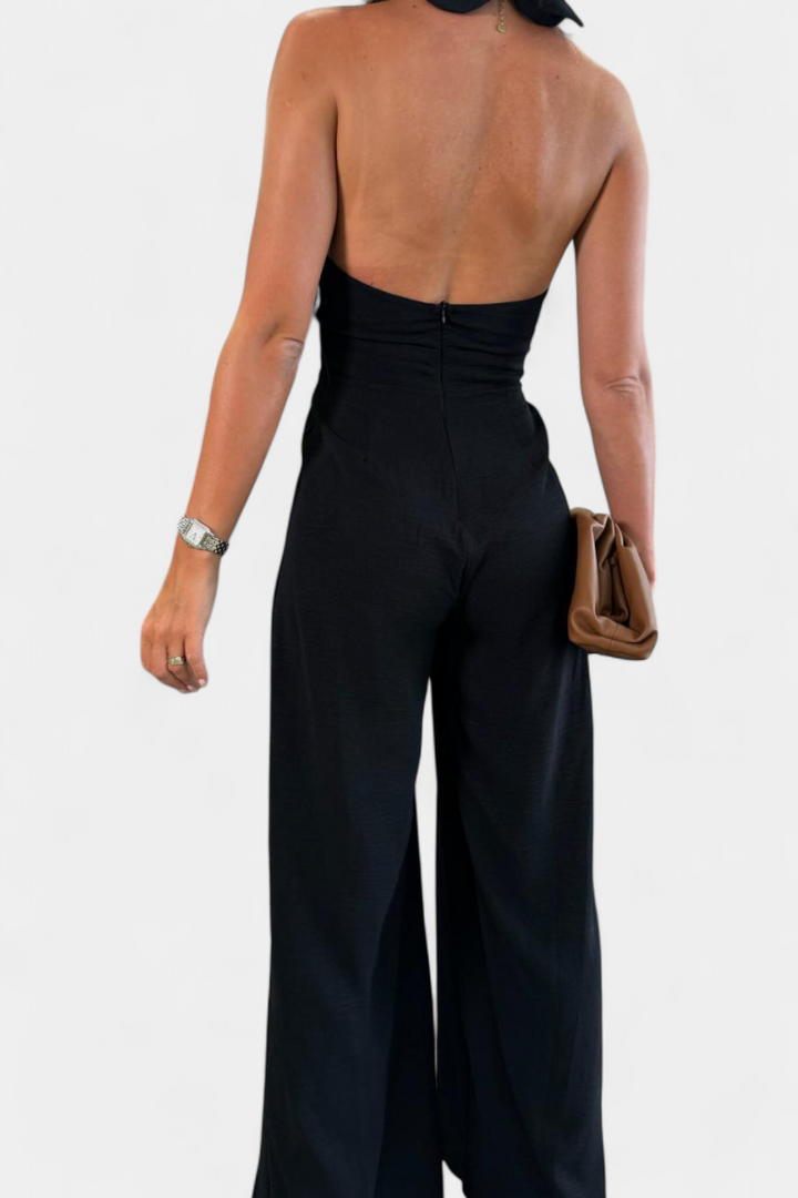 Jessica | Mono Halter Croisé sans Dos et Pantalon Large