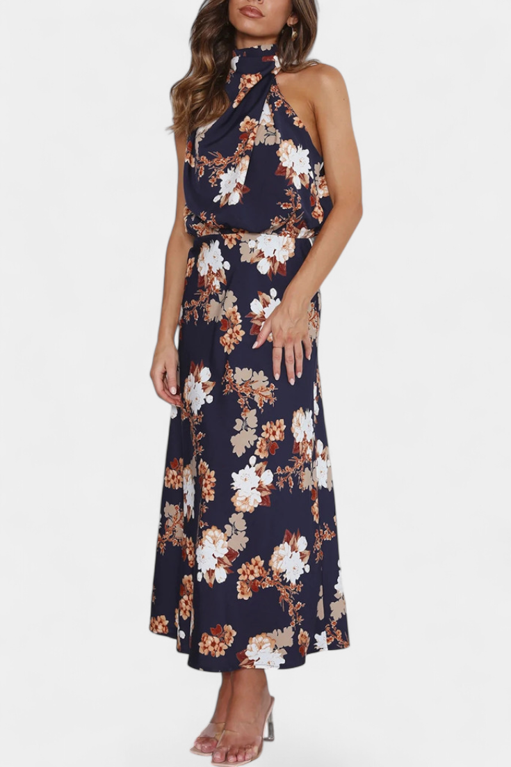Aitana | Robe Maxi Florale à Col Halter