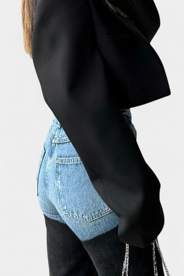 Mijie | Jeans taille haute avec patchwork et jambe droite