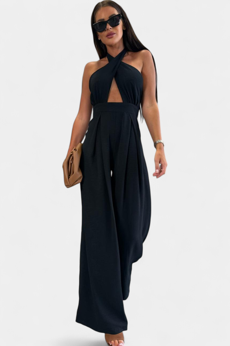 Jessica | Mono Halter Croisé sans Dos et Pantalon Large