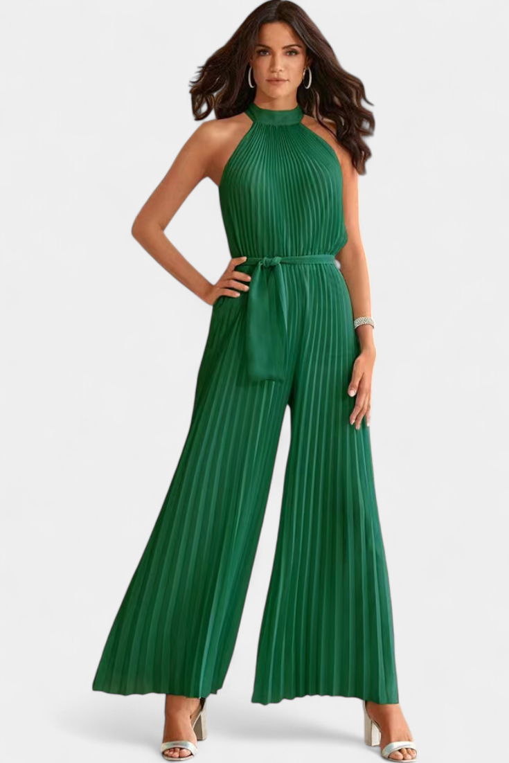 Patrizia | Mono Palazzo Plissé avec Col Halter