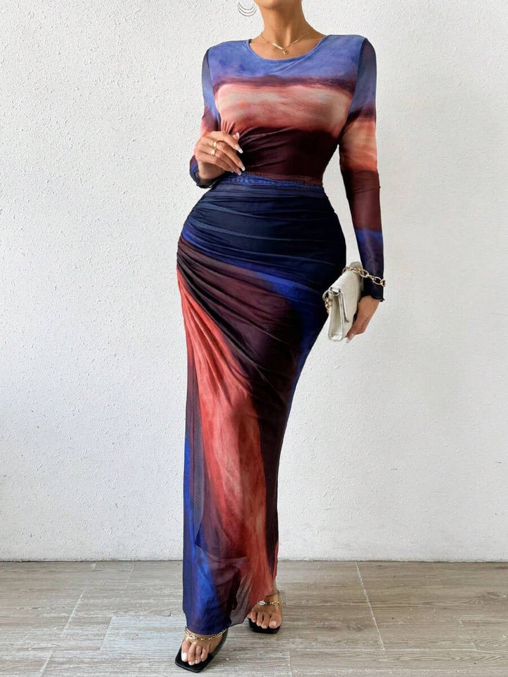 Natalia | Robe Maxi Bodycon Imprimée et Confortable à Manches Longues