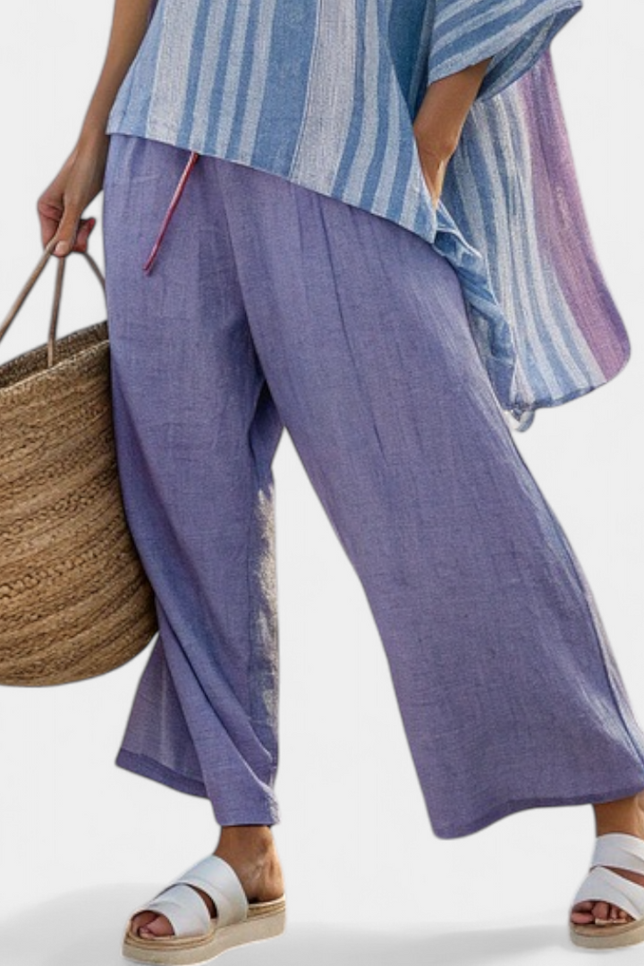 Carlotta | Haut élégant en lavande et bleu ciel avec pantalon en lin