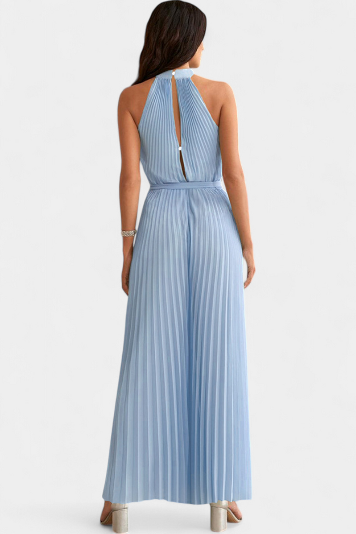 Patrizia | Mono Palazzo Plissé avec Col Halter