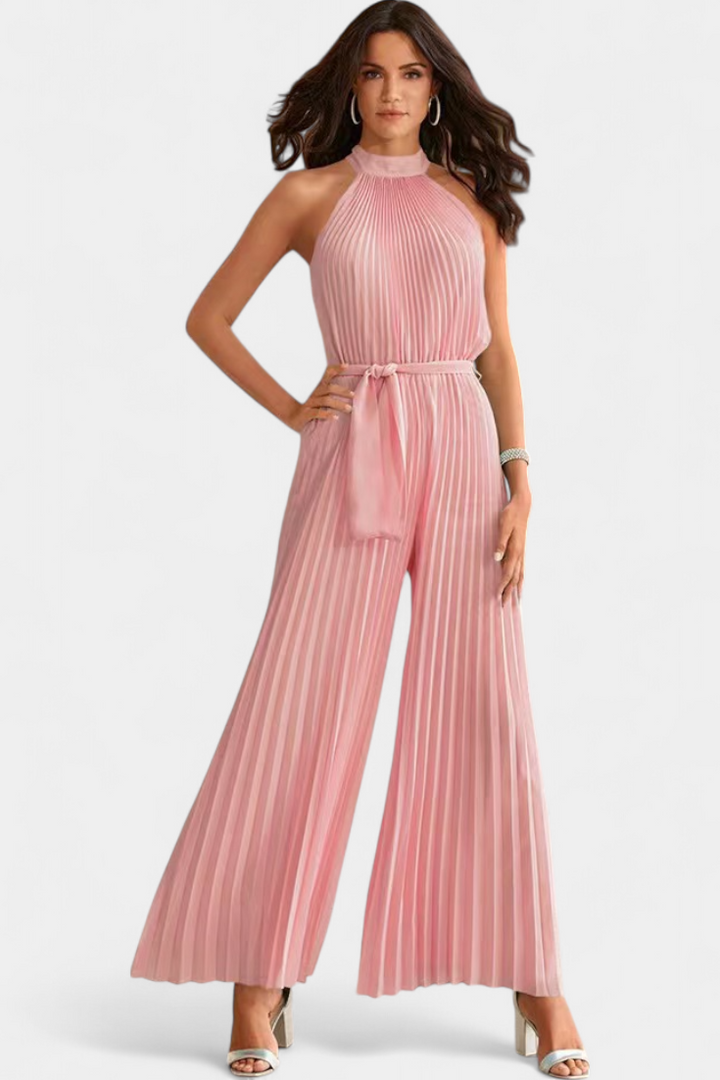 Patrizia | Mono Palazzo Plissé avec Col Halter