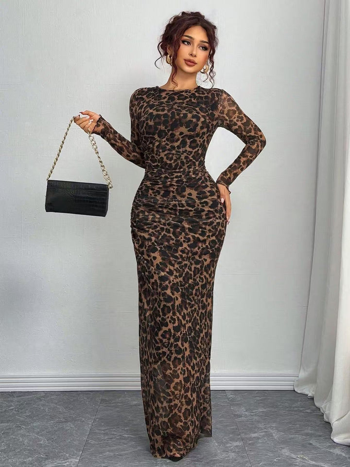 Natalia | Robe Maxi Bodycon Imprimée et Confortable à Manches Longues