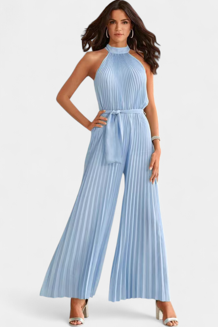 Patrizia | Mono Palazzo Plissé avec Col Halter