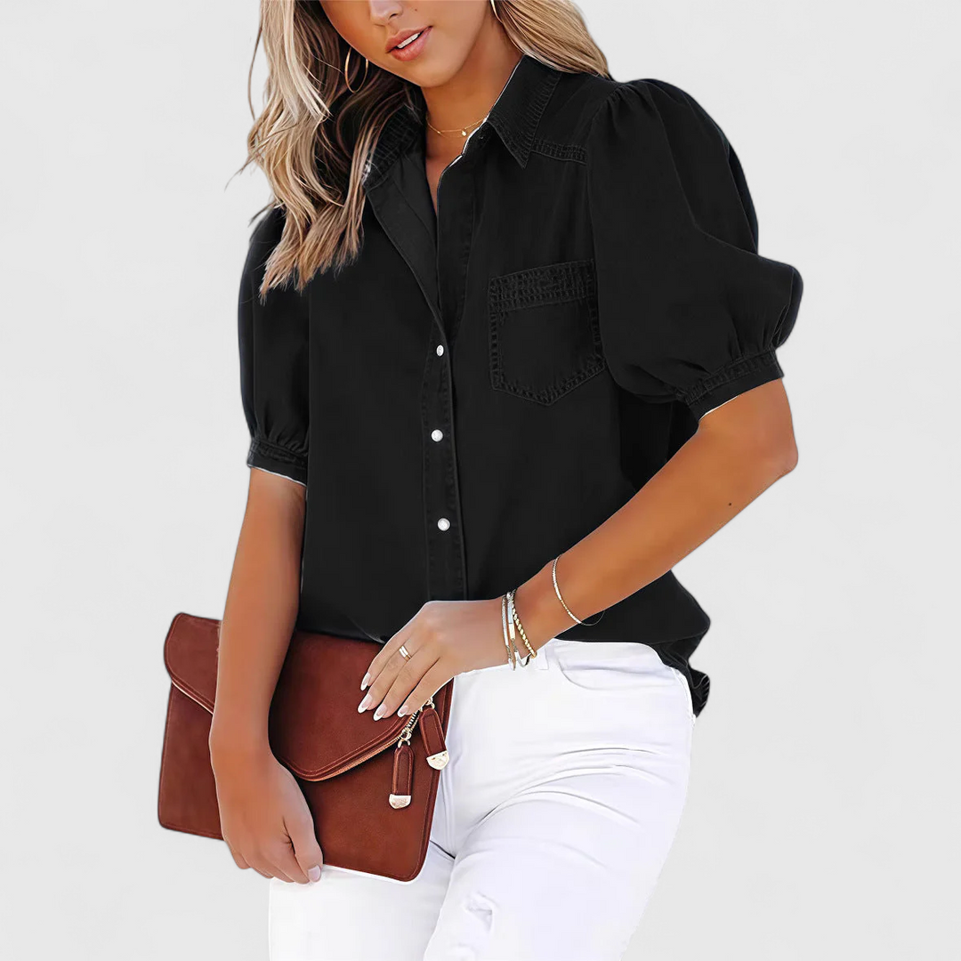 Regina | Blouse Détendue avec Manches Bouffantes