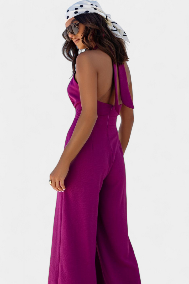 Jessica | Mono Halter Croisé sans Dos et Pantalon Large