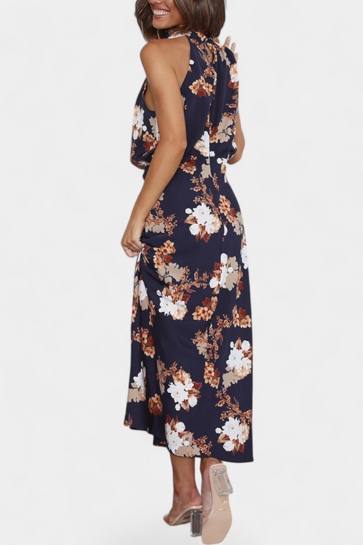 Aitana | Robe Maxi Fleurie à Col Halter