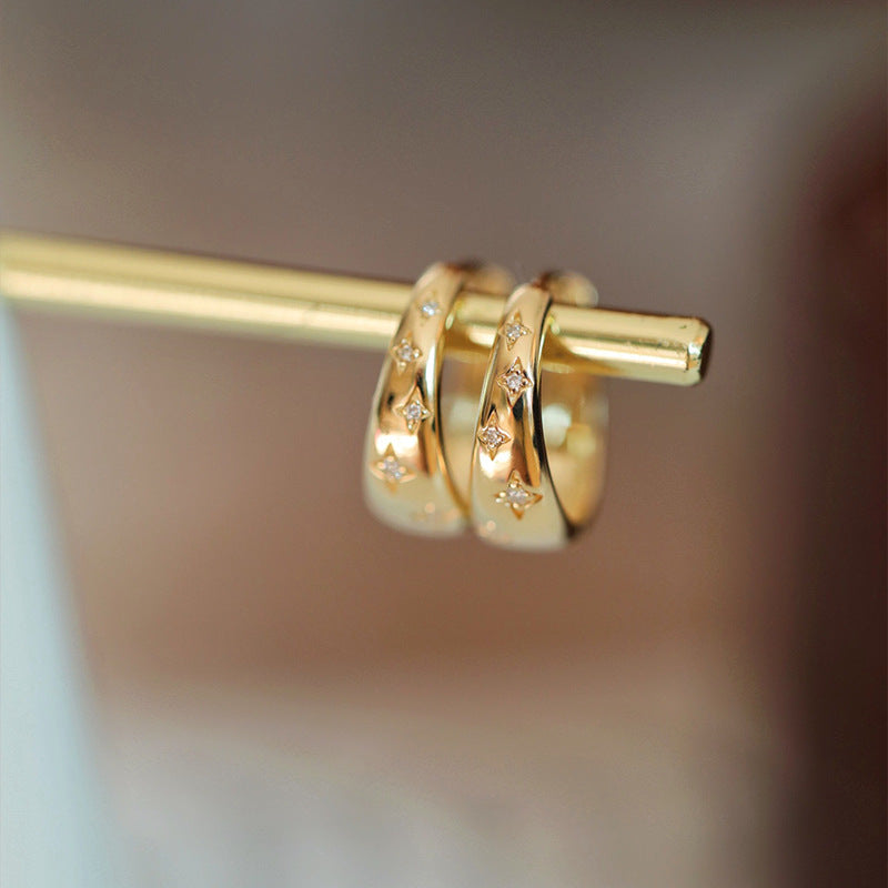 Boucles d'Oreilles de Luxe en Doré et Argenté