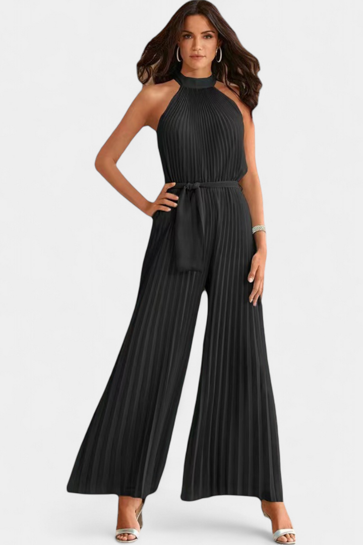 Patrizia | Mono Palazzo Plissé avec Col Halter