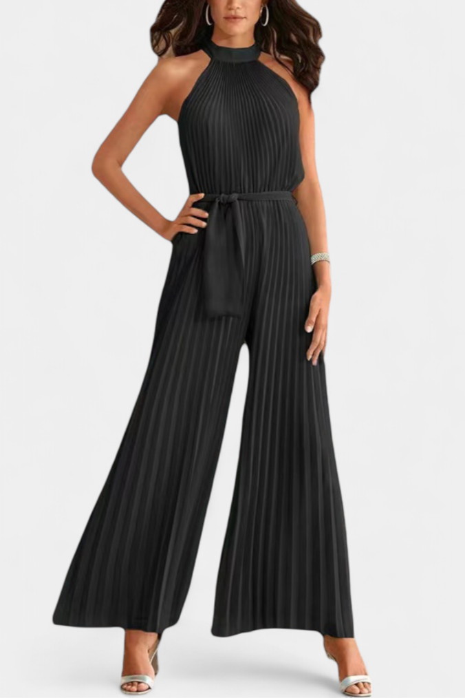 Patrizia | Mono Palazzo Plissé avec Col Halter