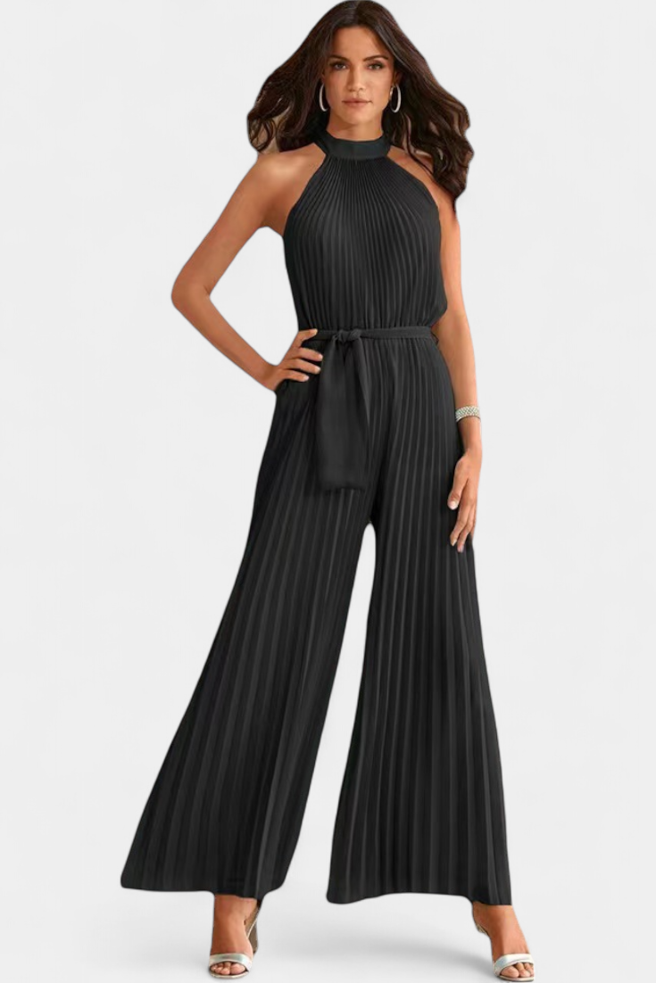 Patrizia | Mono Palazzo Plissé avec Col Halter