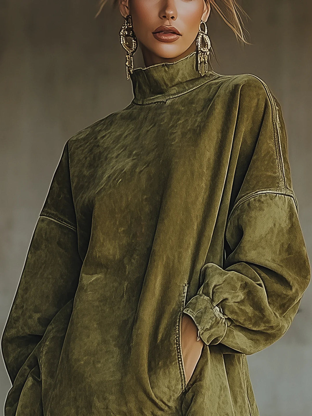 Amalia | Robe à col haut et franges