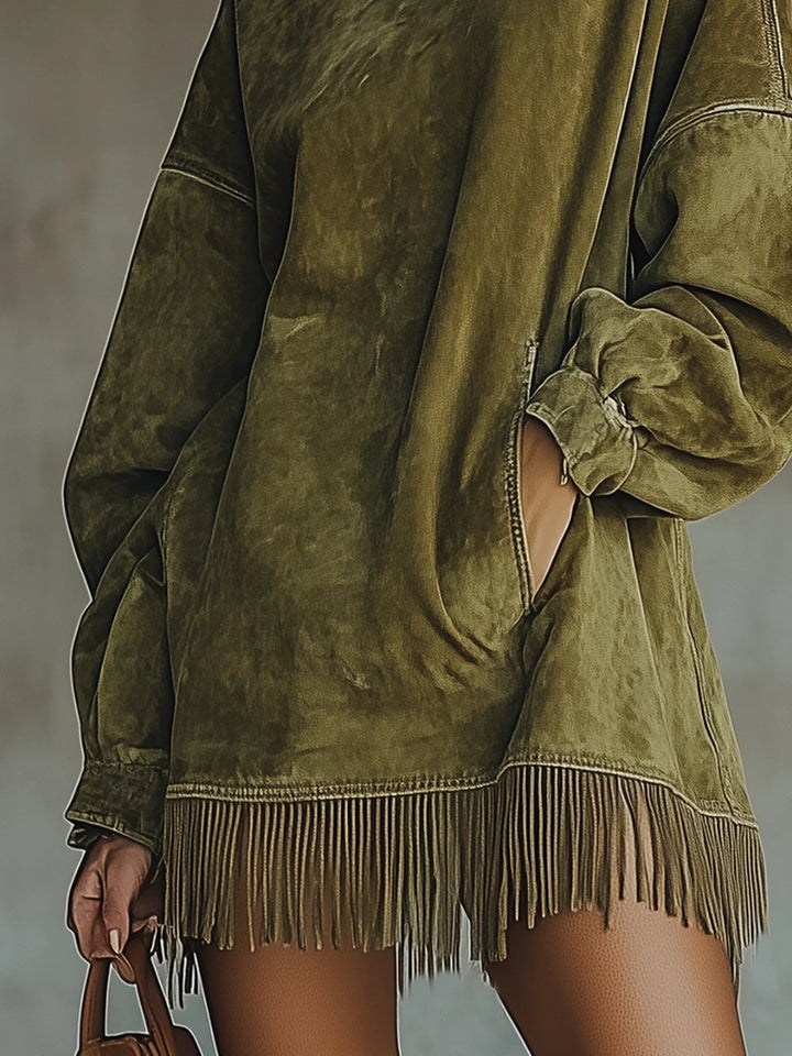 Amalia | Robe à col haut et franges