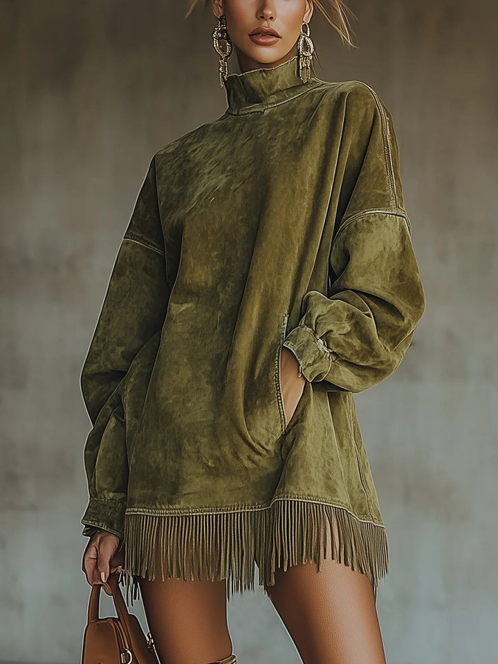 Amalia | Robe à col haut et franges