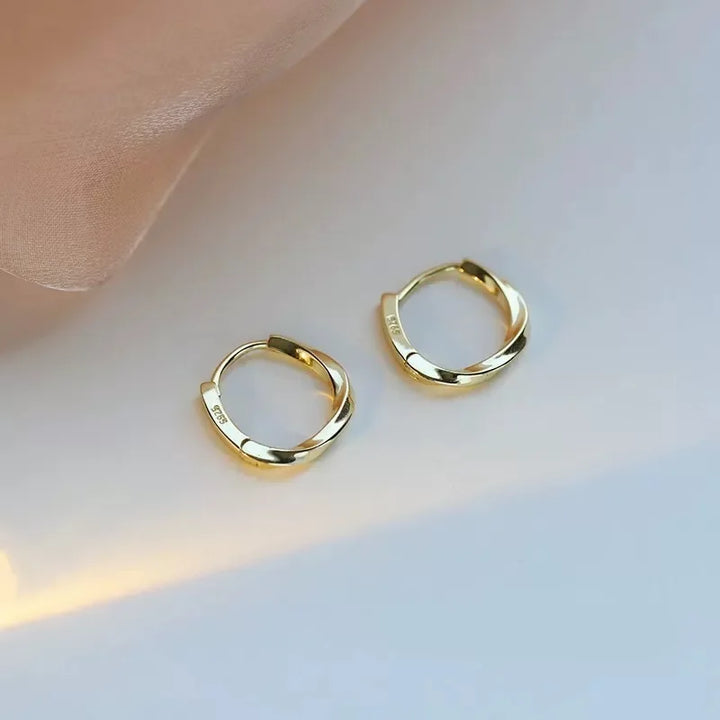 Boucles d'Oreilles Rondes Encrustées en Argent