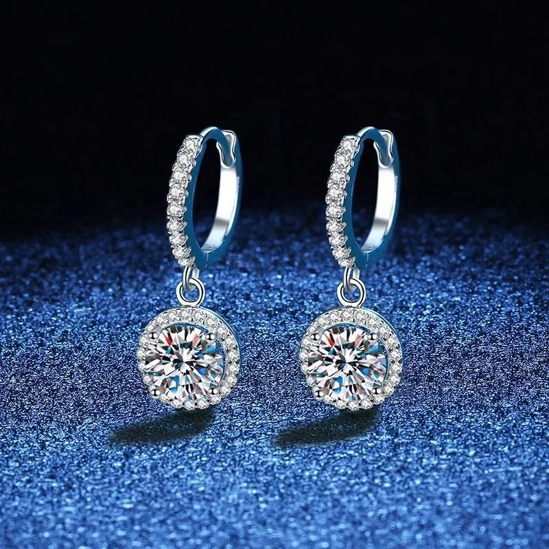 Boucles d'oreilles en argent avec moissanite de 1 carat