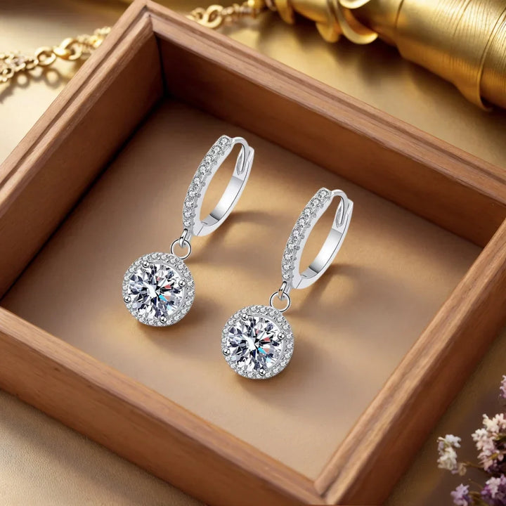 Boucles d'oreilles en argent avec moissanite de 1 carat