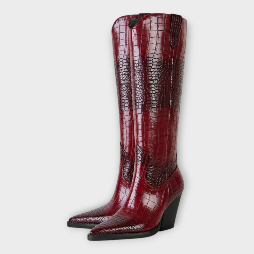 Camila | Bottes avec Design Croco et Talon Élégant Quotidien